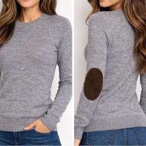 J. Crew Gray Sweater with Brown Elbow Patches